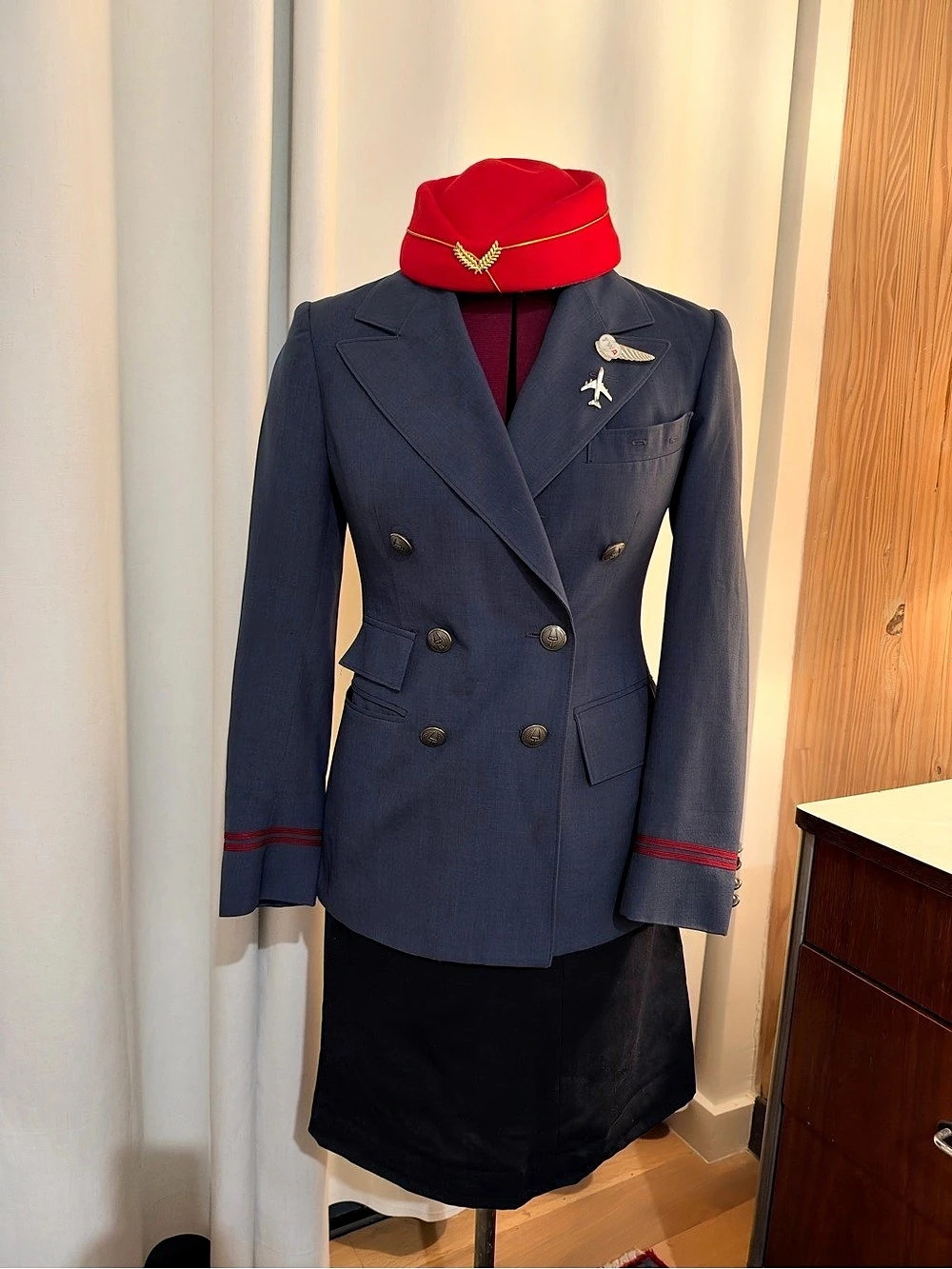 Ralph Lauren TWA Flight Attendant Uniform Blazer Blue & Red Size 6